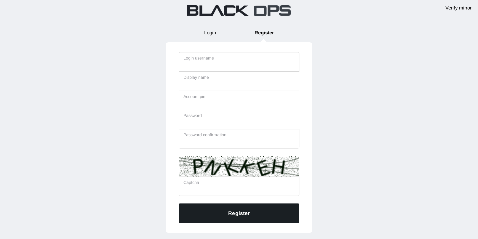 Account Registration Page